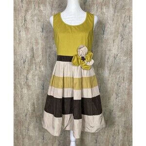 🎄FLASH XMAS SALE!🎁 Ryu Anthropologie Dress Medium Cream Brown Yellow Flower NWT